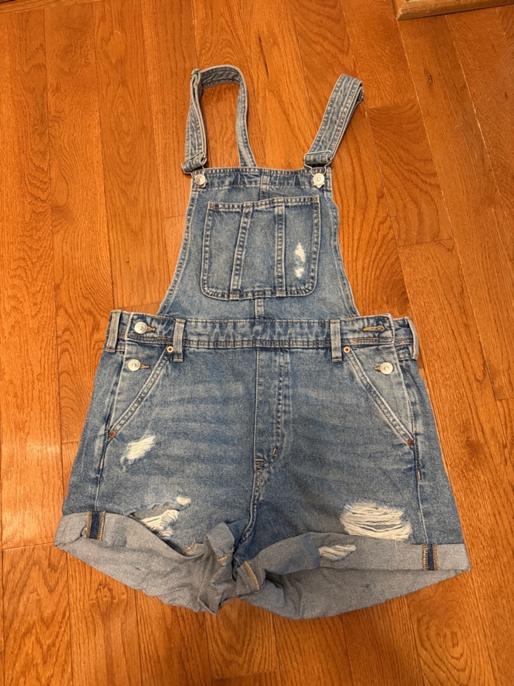 H&M Divided Light Blue Denim Short Overalls